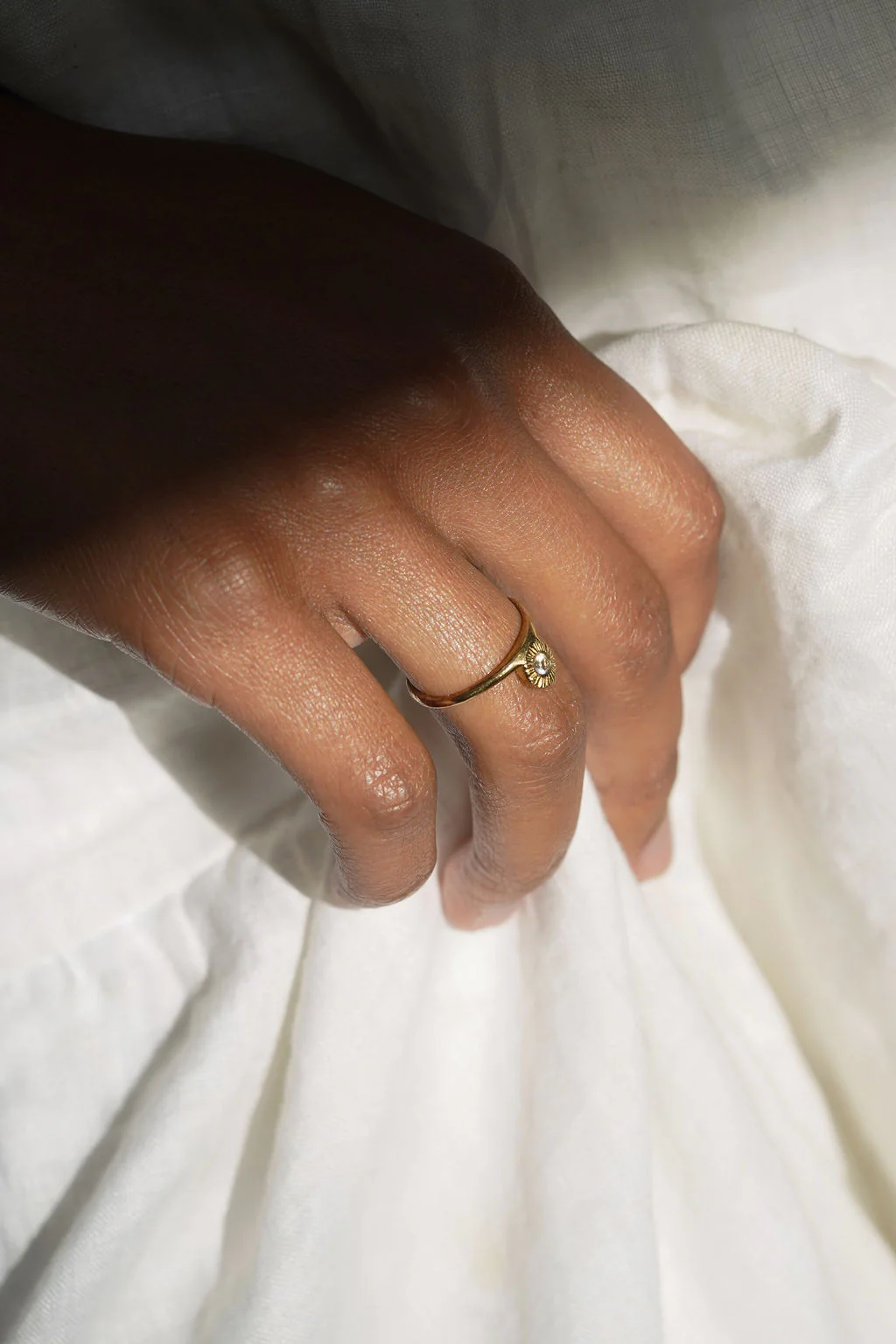 Side Solitaire Ring - Solid 14K Gold - Image 5