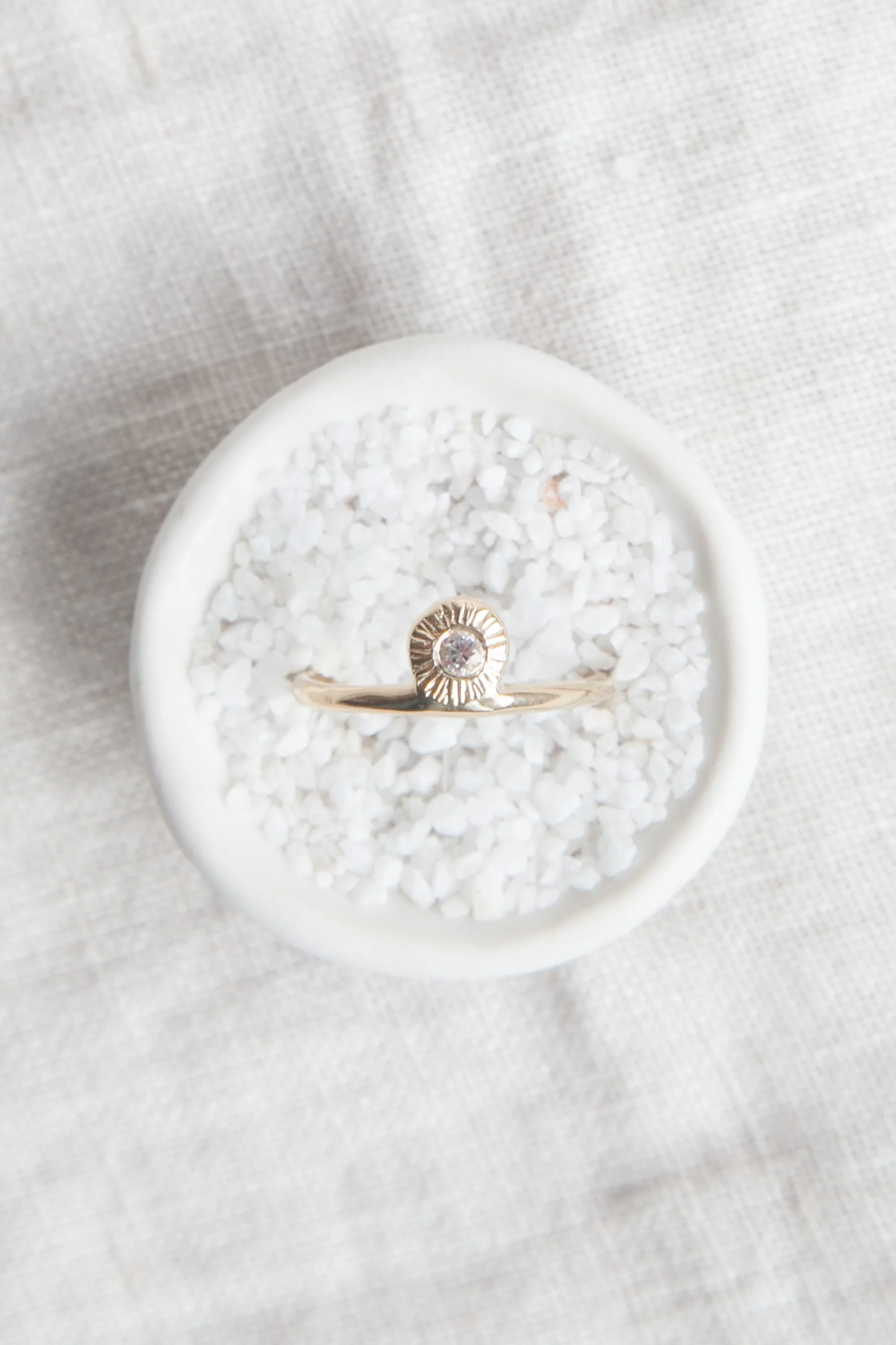 Side Solitaire Ring - Solid 14K Gold - Image 6